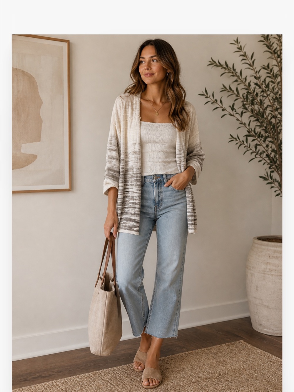 NWT NIC+ZOE Women’s Open Breeze Linen Cotton Ombre Cardigan Summer Resortwear